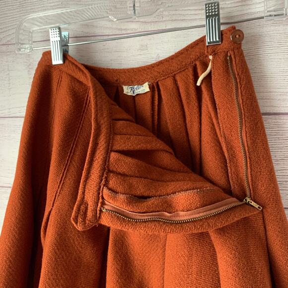 Vintage Kelita Brown A-Line Pleated Skirt Side Zipper Closure - Picture 4 of 16